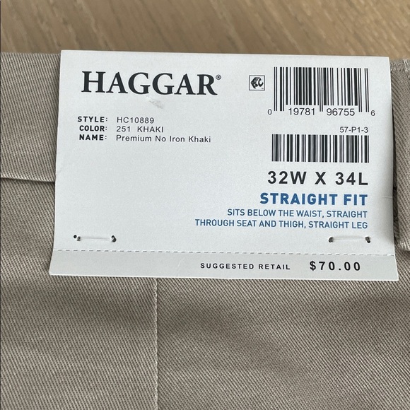 Haggar Men's Straight Fit Khaki Chinos Dress Pants 32W x 34L - NWT - Picture 6 of 9